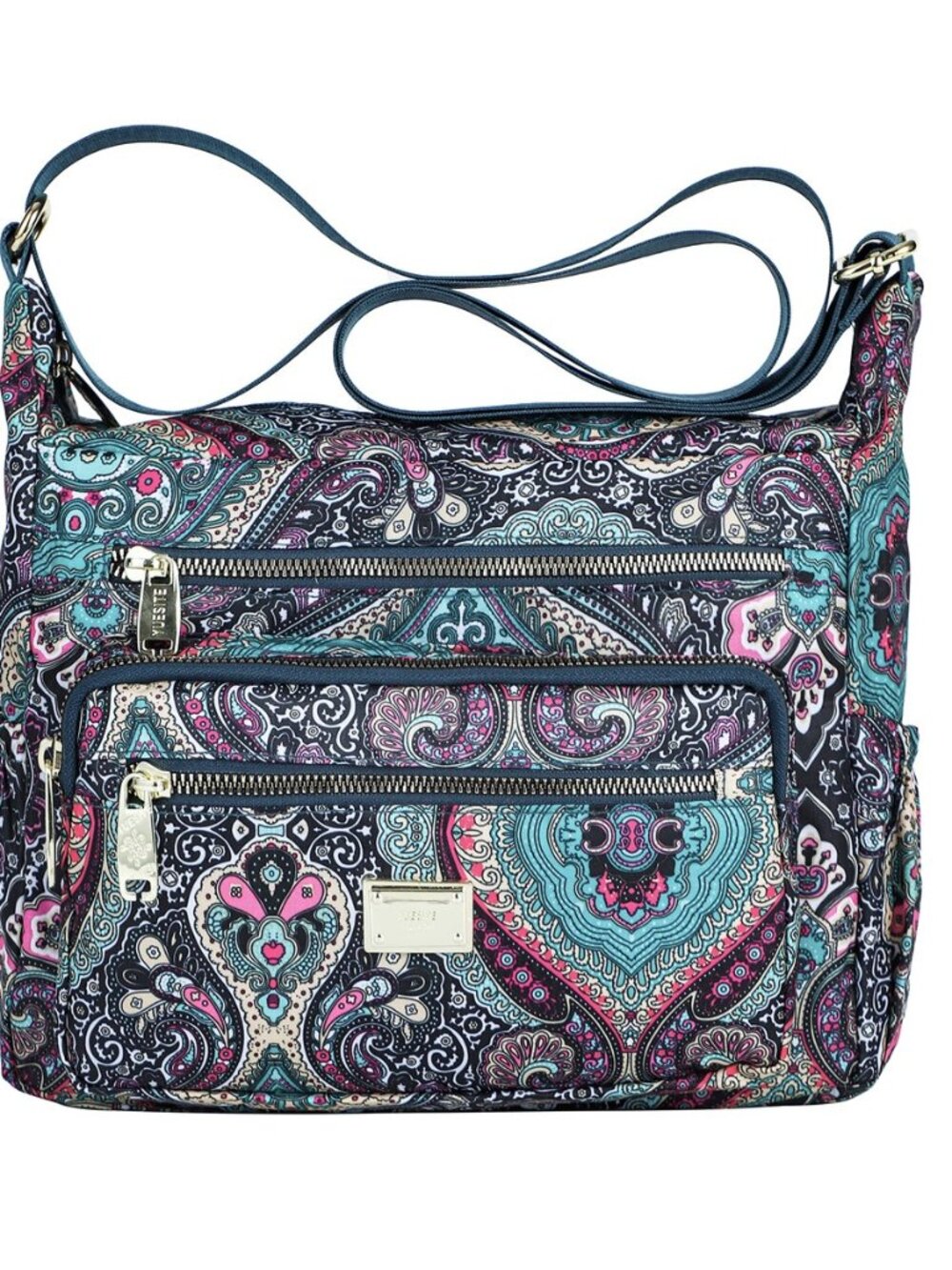 Nylon Floral Multi-Pocket Crossbody Purse Bags for Women Travel Shoulder Bag